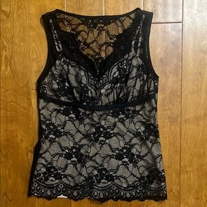 LOFT Black Lace Sleeveless V-Neck Blouse